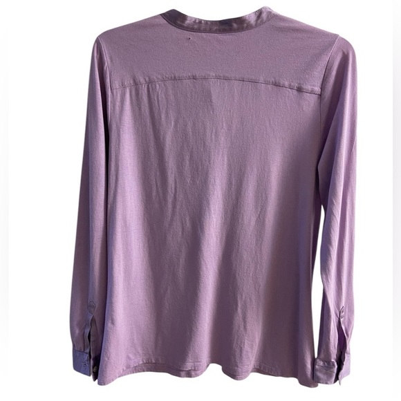 J Jill silk trim Henley lavender long sleeve Medium Petite - Picture 3 of 8